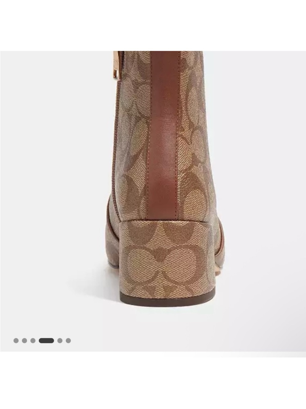 Coach Brown Signature Monogram Block Heel Ankle Boot - Picture 2 of 4